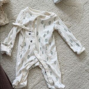 Carter's Cream and Green Leaf Pattern Footie